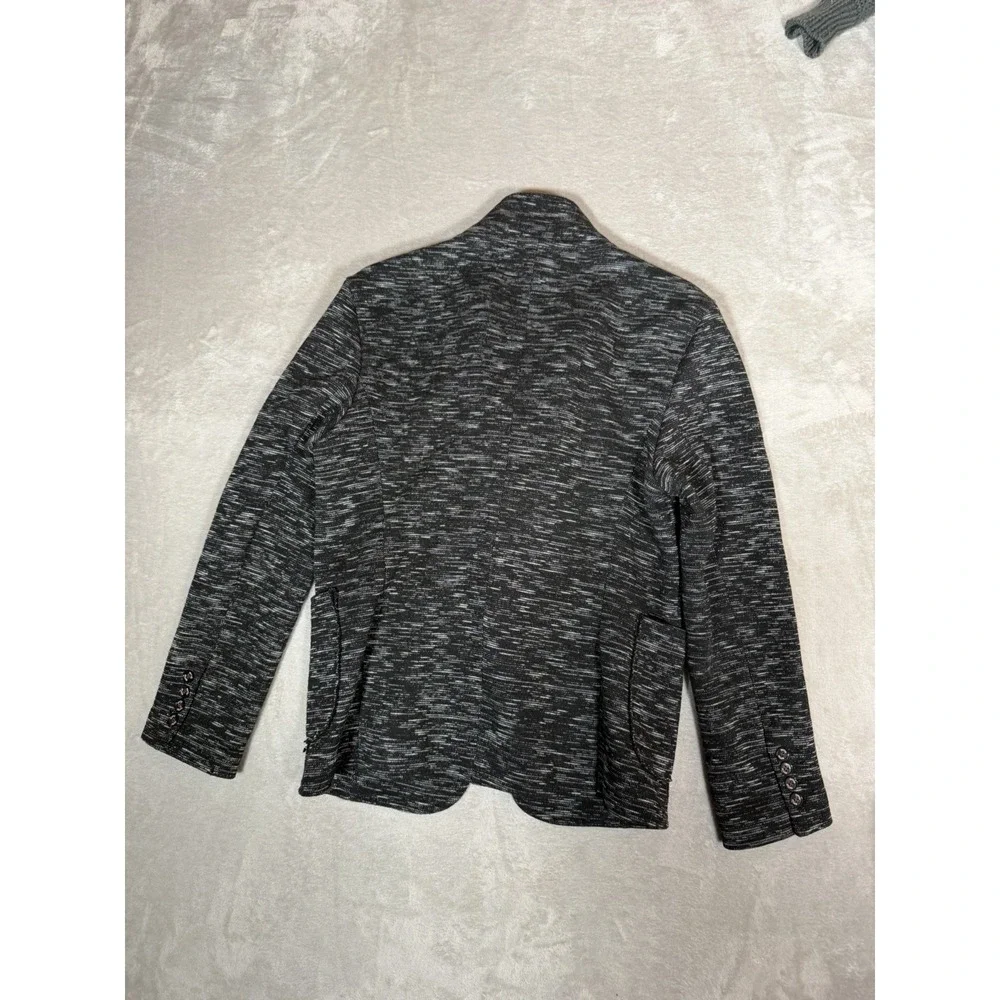 RNT23 Mens Blazer Jacket M 38 Black Gray Marled Knit Sport Coat Made in Turkey